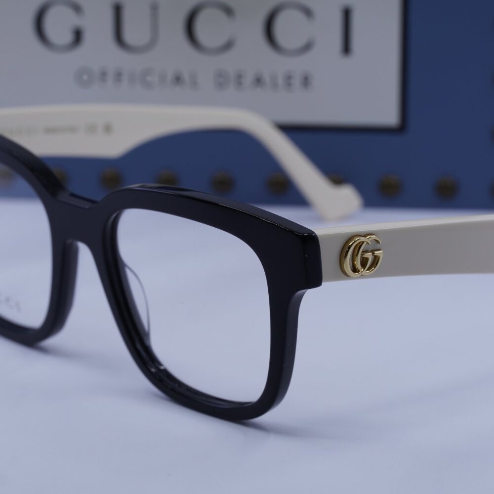 Gucci GG0958O 005 Square Eyeglasses - Black/White 52mm - Picture 9 of 11